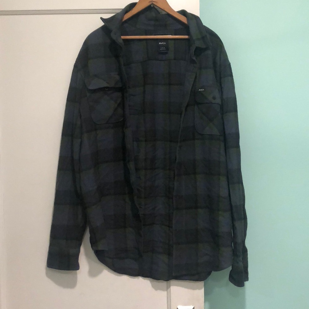 Green and blue flannel.